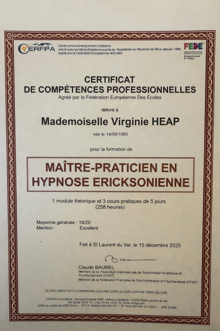 Certificat hypnose ericksonienne